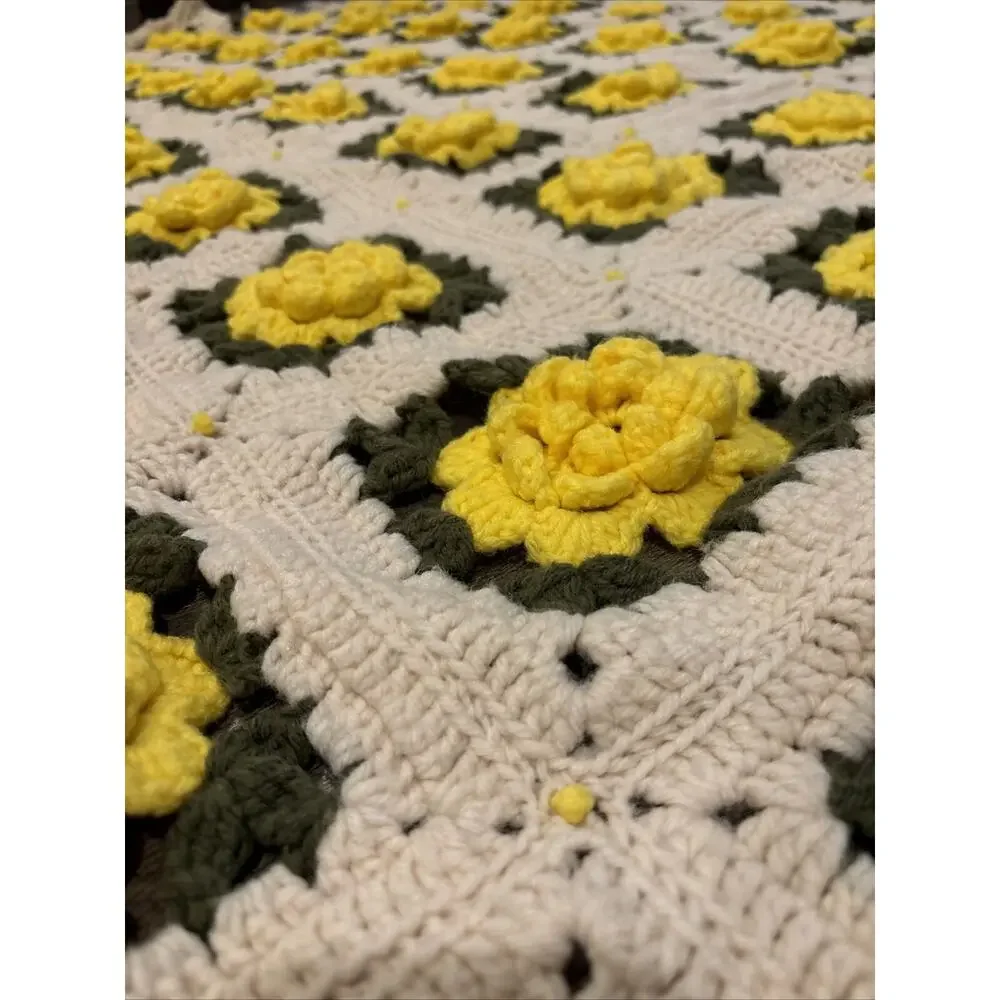 Handmade Crochet extra large King Size Quilt Afghan Throw Blanket Bedding 93x83